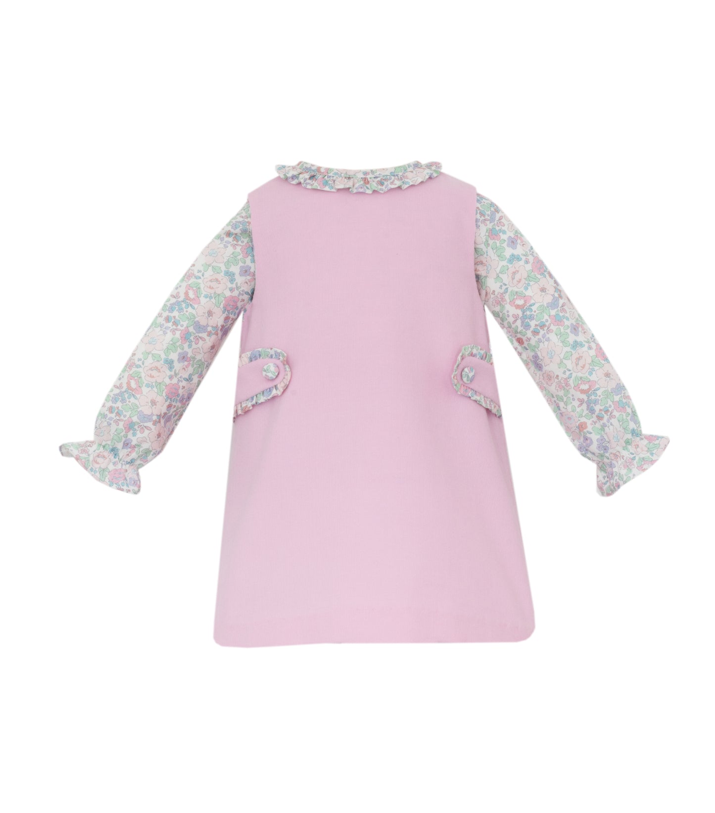 Pink Corduroy jumper with Liberty Floral Blouse