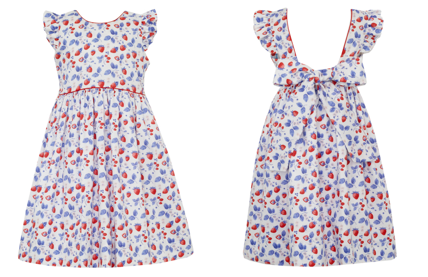 Liberty Print Summer Berries Girl's Sundress with bow in the back