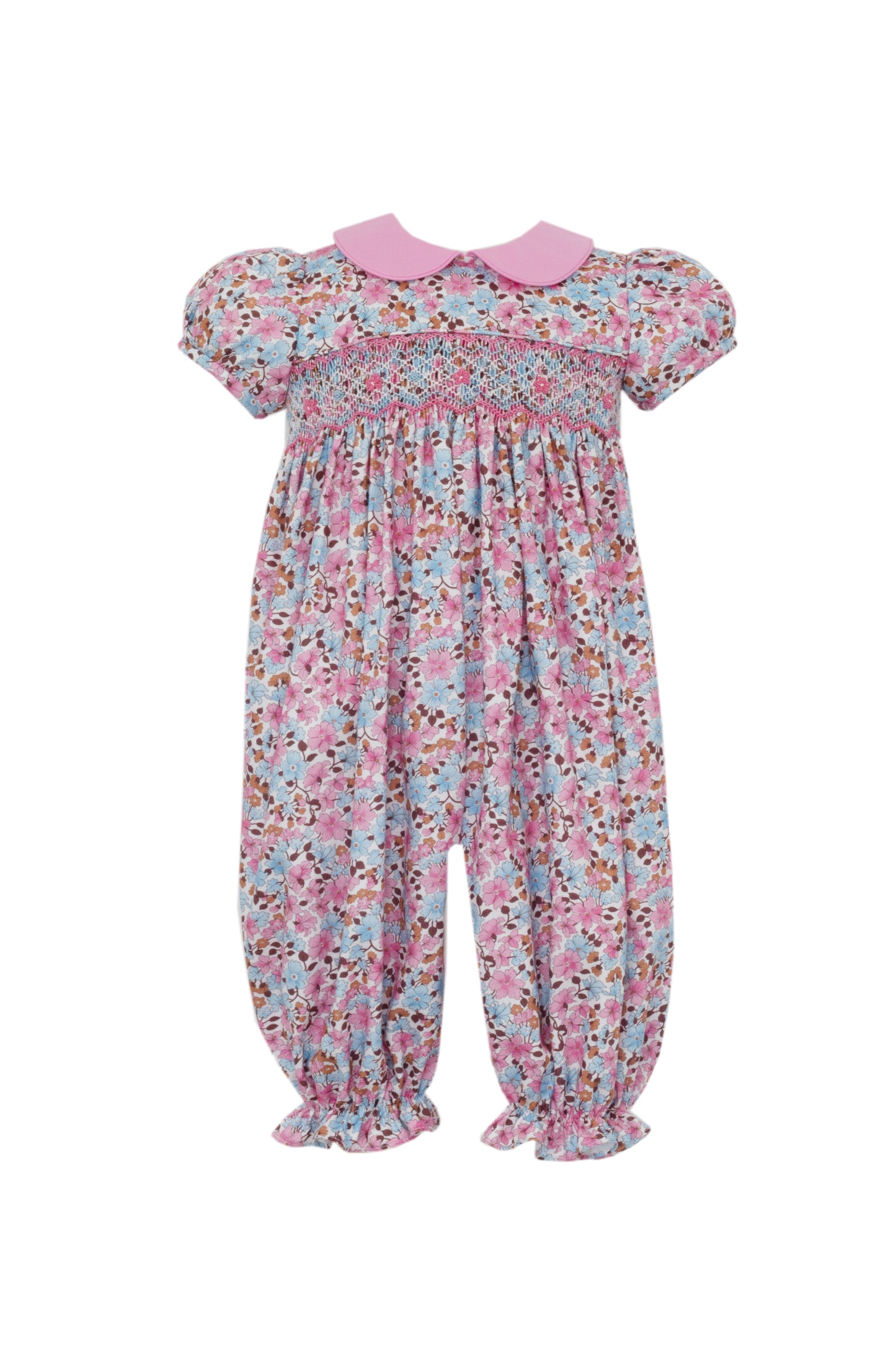 OLIVIA Pink & Blue Liberty Floral with pink collar