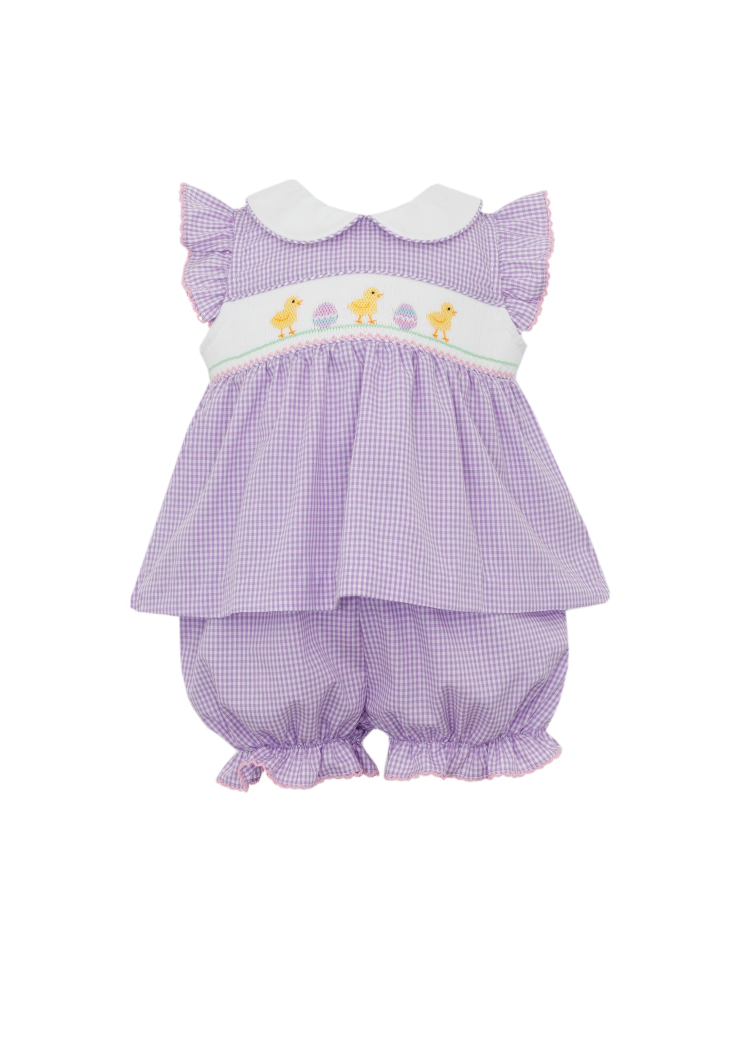 Chicks Bishop Bloomer Set - Lilac Gingham