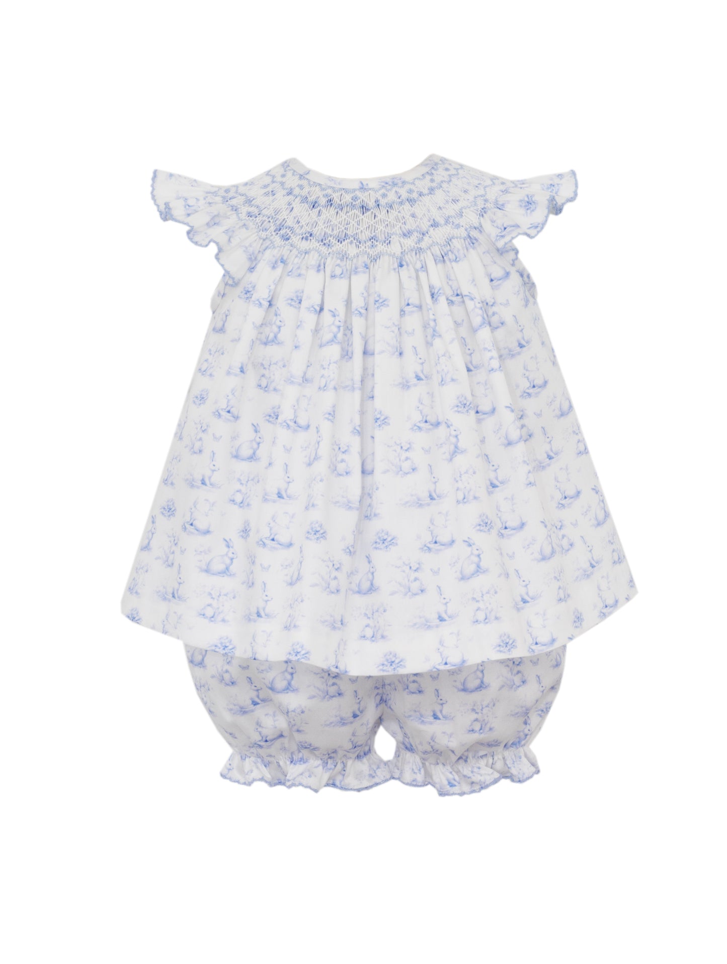 Bunny French Toille - Bishop Bloomer Set - Blue