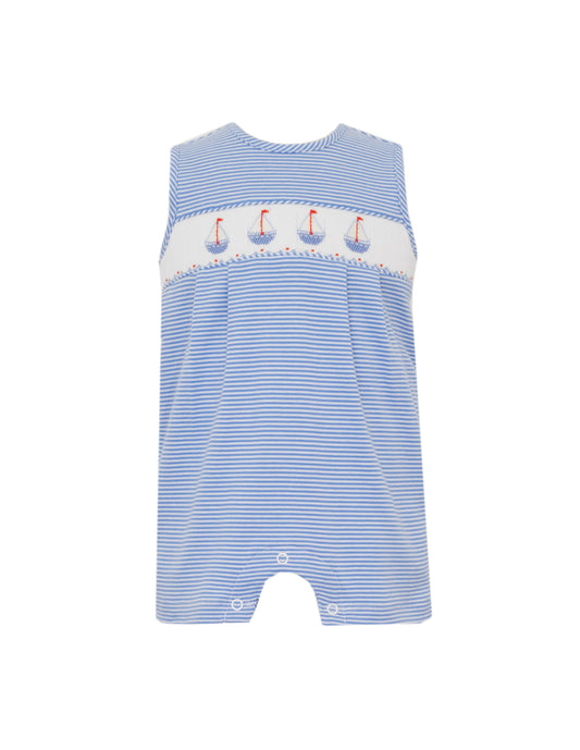 Sailboats Boy's periwinkle blue stripe knit Jon Jon