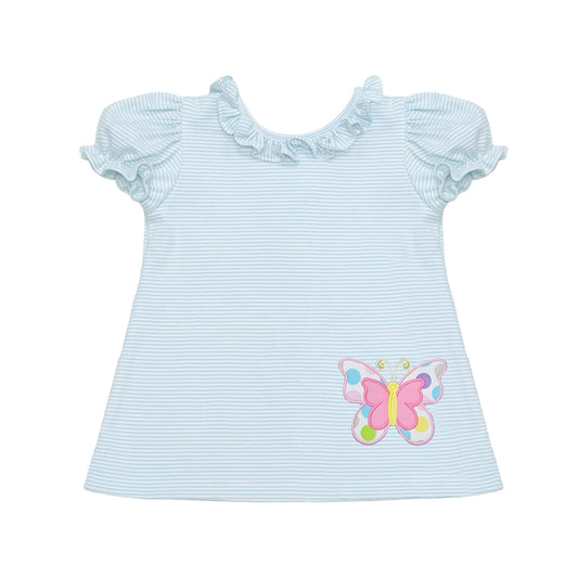 Butterfly Sussette Blouse - Light Blue Stripe Knit