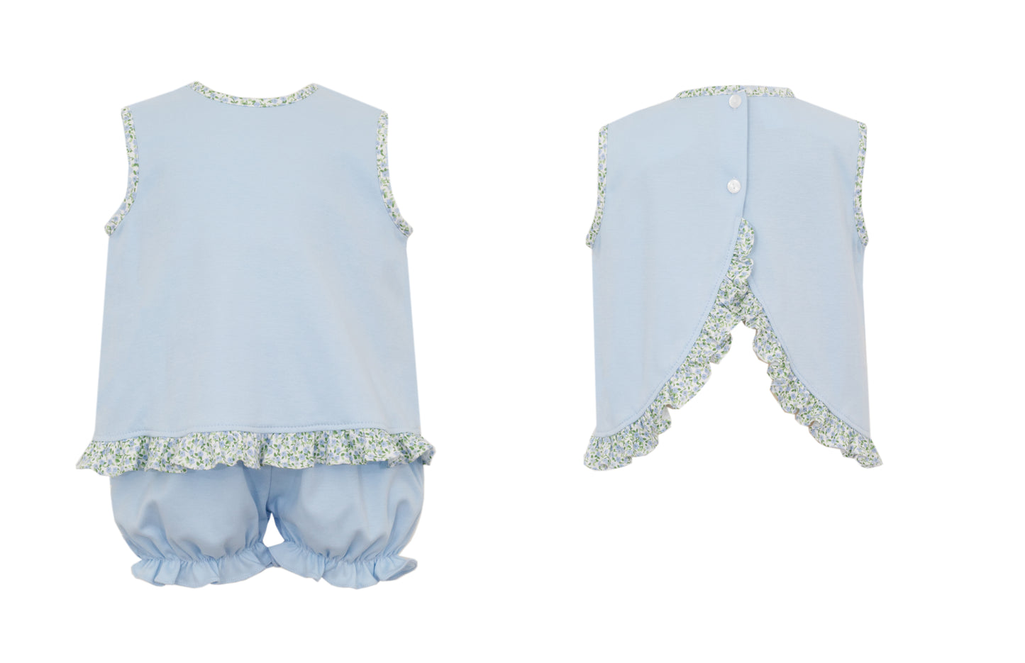 Julianna Blue Knit Liberty Print Bloomer Set